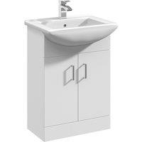 Balterley 2 Door Vanity Basin Unit with Square Basin Gloss White 550mm