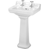 Balterley Traditional 2 Tap Hole Ceramic Basin Full Pedestal 560mm in White