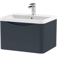 Balterley Wall Hung 1 Drawer Vanity Basin Unit Polymarble Basin Dark Grey 600mm