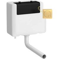 Balterley Universal Dual Flush Bottom Inlet & Square Flush Plate - Brushed Brass in Metallics