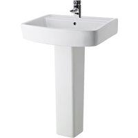 Balterley Square 1 Tap Hole Basin & Full Pedestal 600 x 810 x 460mm in White