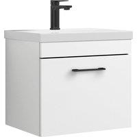 Balterley 1 Drawer Wall Hung Vanity Basin Unit White Black Handle 500mm