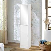 FURNOS Tall Bathroom Storage Cupboard With Mirror in White