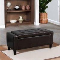 FURNOS Tufted Faux Leather Ottoman Bench Seat With Storage in Brown