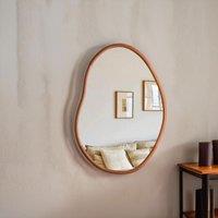FURNOS 56CM Irregular Wooden Wall Mirror For Bedroom Living Room in Brown