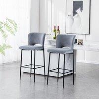 More4Homes Lily Velvet Bar Stool Padded Seat Metal Legs in Grey