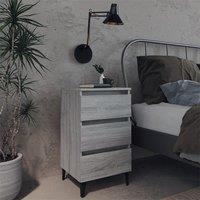 Berkfield Home Bed Cabinet with Metal Legs Grey Sonoma 40x35x69 cm | Size: 40 x 35 x 69 cm