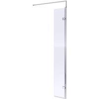 Balterley 8mm Hinged Return Screen & Support Bar: 300mm x 1850mm, Chrome in Silver