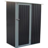 Charles Bentley 4.7ft x 3ft Metal Storage Shed Grey Small Roof Door Apex