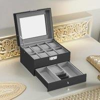 FURNOS 8 Slot Watch Lockable Box Grey | Size: Small