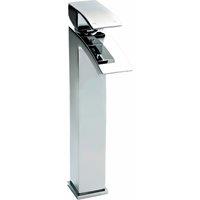 Balterley Contemporary Square Tall Single Lever Deck Mounted Mono Basin Mixer Tap, High Rise Design, 307 x 52 x 139mm, Chrome in Silver