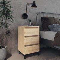 Berkfield Home Bed Cabinet with Metal Legs Sonoma Oak 40x35x69 cm in Brown | Size: 40 x 35 x 69 cm