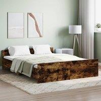 Berkfield Home Bed Frame with Headboard & Footboard Smoked Oak 150x200 cm King Size in Brown