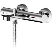 Balterley Pride Round Wall Mount Thermostatic Shower Mixer Bar Valve Tap, Chrome in Silver