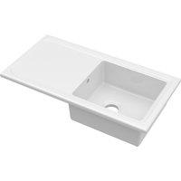 Balterley Fireclay Ceramic Single Bowl Kitchen Sink Plain Drainer 1010mm in White