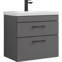 Balterley 2 Drawer Bathroom Wall Hung Vanity Basin Unit 600mm in Grey