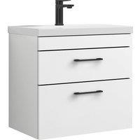 Balterley 2 Drawer Wall Hung Vanity Basin Unit White Black Handles 600mm