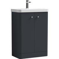 Balterley Floor Standing 2 Door Vanity Unit Ceramic Basin Dark Grey 600mm