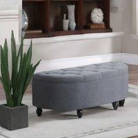 FURNOS Upholstered Half Circle Wooden Ottoman Bench Seat With Storage in Dark Grey