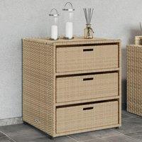 Berkfield Home Garden Storage Cabinet Beige 55x59x69 cm Poly Rattan | Size: 55 x 59 x 69 cm