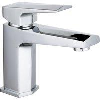 Balterley Square Mono Basin Mixer Tap & Push Button Waste, Single Lever - Chrome in Silver