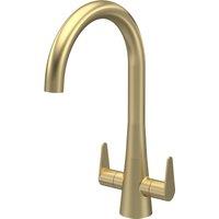 Balterley Situla Kitchen Mono Mixer Tap Dual Lever Brushed Brass 398mm in Metallics