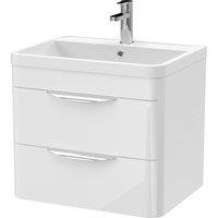 Balterley Wall Hung 2 Drawer Vanity Unit & Ceramic Basin Gloss White 600mm