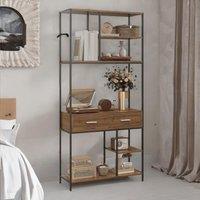 FURNOS Heavy Duty Wall-Mounted Metal Clothes Rail With Shelves in Gold