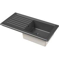 Balterley Fireclay Single Bowl Kitchen Sink Grooved Drainer Dark Grey 1010mm