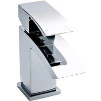 Balterley Contemporary Square Single Lever Deck Mounted Mono Basin Mixer Tap with Push Button Waste, Chrome, 48 x 131 x 137mm in Silver