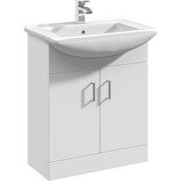 Balterley Floor Standing 2 Door Vanity Basin Unit Square Basin Gloss White 650mm