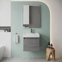 Balterley Wall Hung Vanity Unit Polymarble Basin Woodgrain Anthracite 500mm in Grey