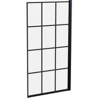 Balterley Black Frame 6mm Toughened Safety Glass Reversible Straight Bath Screen