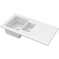 Balterley Fireclay Ceramic 1.5 Bowl Kitchen Sink Plain Drainer 1010mm in White