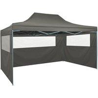 Berkfield Home Foldable Tent with 3 Walls 3x4.5 m Anthracite in Black
