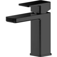 Balterley Square Mono Basin Mixer Tap Push Button Waste Matt Black