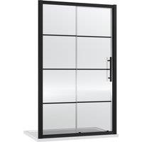 Balterley 8mm Toughened Safety Glass Single Sliding Shower Door Black 1200mm