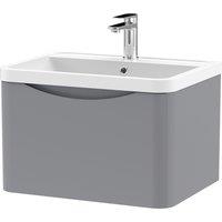 Balterley Wall Hung 1 Drawer Vanity Basin Unit Polymarble Basin Grey 600mm