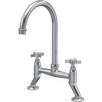 Balterley Traditional Kitchen Bridge Sink Mixer Tap - Brushed Nickel in Metallics