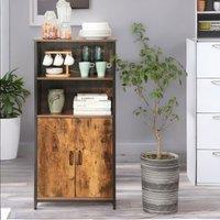 FURNOS Multipurpose Kitchen Sideboard Buffet Cabinet With 2 Open Shelves in Brown