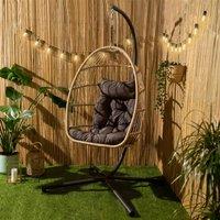 OHS Hanging Egg Chair Floating Garden Seat Cushioned Cushion in Natural