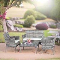 FURNOS Set of 4 Wicker Garden Bistro Furniture Set in Black