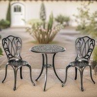 FURNOS Set of 3 Aluminium Bistro Table & Chair Bronze