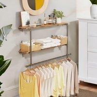 FURNOS Industrial Wall-Mounted Clothes Hanging Rail in Brown