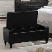 FURNOS Tufted Faux Leather Ottoman Bench Seat With Storage in Black