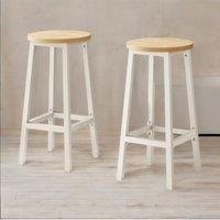 FURNOS Set of 2 Bar Stools With Metal Frame in Beige