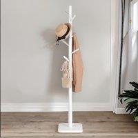 FURNOS Wooden Square Base Coat Stand With 8 Hooks in Natural