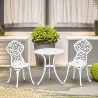 FURNOS Set of 3 Aluminium Petals Bistro Table & Chair White