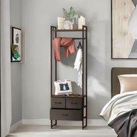 FURNOS Industrial Hall Tree Coat Rack With 3 Fabric Drawers in Brown