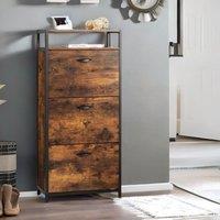 FURNOS 3 Drawer Shoe Storage Cabinet With Shelf Rustic in Brown